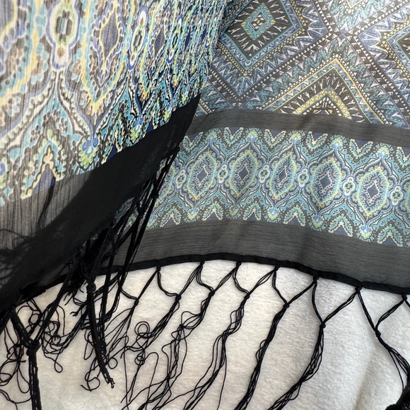 Steve Madden Poncho Shawl Sheer Chiffon Abstract Boho Gypsy Maximalist - Picture 5 of 5